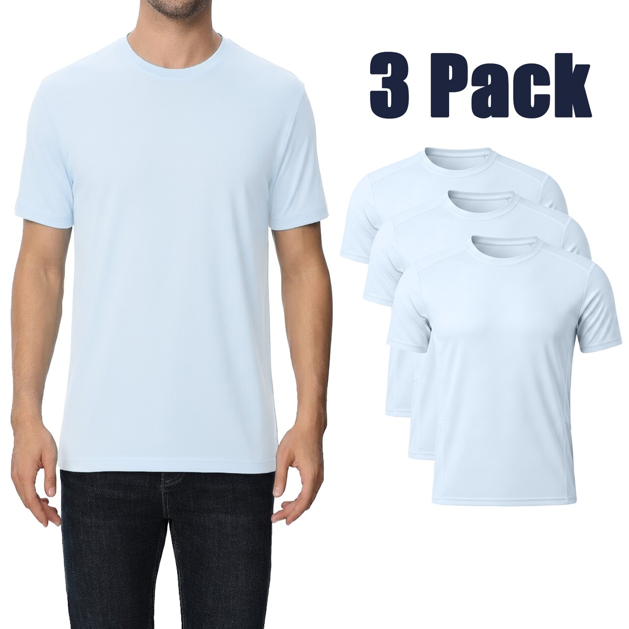 Zfeel ZF910 High Performance Dry Fit Polyester Shirt – Light Blue, 3-Pack, Blank Arts and Craft Tee.